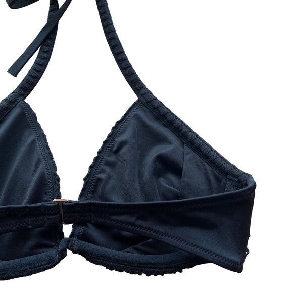 SHADE & SHORE CROCHET BIKINI TOP TRIANGLE WOMEN'S 34C HALTER BLACK NWT - Picture 6 of 6